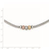 Lex & Lu Sterling Silver Rose And Yellow Gold Tone CZ Beads Mesh Necklace 17'' - 5 - Lex & Lu