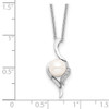 Lex & Lu Sterling Silver w/Rhodium 6-7mm White FWC Pearl CZ Necklace 17'' - 3 - Lex & Lu