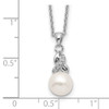 Lex & Lu Sterling Silver w/Rhodium 6-7mm White FWC Pearl CZ Pendant - 3 - Lex & Lu