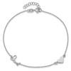 Lex & Lu Sterling Silver w/Rhodium Heart & Love Anklet 9'' - 5 - Lex & Lu