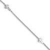 Lex & Lu Sterling Silver w/Rhodium D/C Crosses Anklet - Lex & Lu