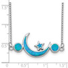 Lex & Lu Sterling Silver w/Rhodium Imitation Opal Moon & Star Necklace 19'' - 3 - Lex & Lu