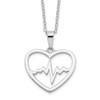 Lex & Lu Sterling Silver w/Rhodium Heartbeat in Heart Necklace 16'' - Lex & Lu