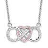 Lex & Lu Sterling Silver w/Rhodium w/CZ Heart w/Infinity Symbol Necklace 16'' - Lex & Lu