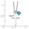 Lex & Lu Sterling Silver w/Rhodium Synthetic Blue Opal Cross Necklace 18'' - 4 - Lex & Lu