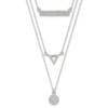 Lex & Lu Sterling Silver Polished CZ Circle Triangle and Bar 16'' Necklace - Lex & Lu