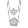 Lex & Lu Sterling Silver w/Rhodium Multi-Strand CZ Floral Necklace 15'' - Lex & Lu