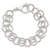 Lex & Lu Sterling Silver Polished and Textured Circle Fancy Link Bracelet 7.5'' - 4 - Lex & Lu