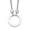 Lex & Lu Sterling Silver w/Rhodium Circle w/D/C Beads Necklace 18'' - Lex & Lu