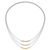 Lex & Lu Sterling Silver w/Rhodium D/C Gold & Rose-tone 3 Strand Necklace 18'' - 5 - Lex & Lu