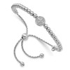 Lex & Lu Sterling Silver w/Rhodium Beaded Saint Medal 5'' to 8.25'' Bracelet - Lex & Lu