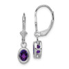 Lex & Lu Sterling Silver 7x5mm Oval Amethyst Leverback Earrings - Lex & Lu