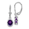 Lex & Lu Sterling Silver 8x6mm Oval Amethyst Leverback Earrings - Lex & Lu