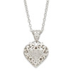 Lex & Lu Sterling Silver w/Rhodium CZ Heart Necklace 17'' LAL112774 - Lex & Lu