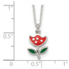 Lex & Lu Sterling Silver Polished & Enameled Red Flower 14'' Necklace - 4 - Lex & Lu