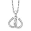 Lex & Lu Sterling Silver w/Rhodium CZ Double Horseshoe Necklace 15.5'' - Lex & Lu