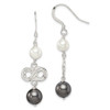 Lex & Lu Sterling Silver Dark Grey and White Freshwater Cultured Pearl Earrings - Lex & Lu