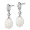 Lex & Lu Sterling Silver w/Rhodium White FWC Pearl CZ Necklace Earrings Set LALQH5187SET - 4 - Lex & Lu