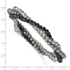 Lex & Lu Sterling Silver Black and Smoky Crystal, Hematite 3pce Stretch Bracelet - 3 - Lex & Lu