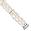 Lex & Lu Sterling Silver RH 6-7mm White FWC Pearl 3 Strand Bracelet 7.5'' - Lex & Lu