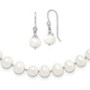 Lex & Lu Sterling Silver RH 7-8mm White FWC Pearl Earrings Necklace Set - Lex & Lu