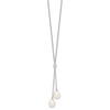 Lex & Lu Sterling Silver RH8-9mm White Rice FWC Pearl CZ Dangle Necklace 18'' - 2 - Lex & Lu