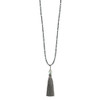 Lex & Lu Sterling Silver Green Glass/Hematite/Grey Quartz w/Tassel Drop Necklace - 2 - Lex & Lu