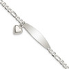Lex & Lu Sterling Silver Polished Figaro ID Heart Dangle Bracelet 7.5'' LAL113148 - Lex & Lu