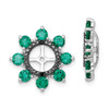 Lex & Lu Sterling Silver Created Emerald & Blk Sapphire Earrings Jacket LAL113258 - Lex & Lu