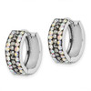 Lex & Lu Sterling Silver Grey & Rainbow Preciosa Crystal Hinged Hoop Earrings - 2 - Lex & Lu