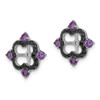 Lex & Lu Sterling Silver Amethyst & Black Sapphire Earrings Jacket LAL113395 - 2 - Lex & Lu