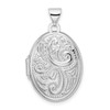 Lex & Lu Sterling Silver w/Rhodium Scroll Oval Locket LAL113463 - Lex & Lu