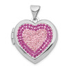 Lex & Lu Sterling Silver w/Rhodium 18mm Heart Preciosa Crystal Locket LAL113465 - Lex & Lu