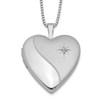 Lex & Lu Sterling Silver w/Rhodium 20mm Diamond Heart Locket - Lex & Lu