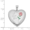 Lex & Lu Sterling Silver w/Rhodium 24mm Enameled Rose Heart Locket - 4 - Lex & Lu