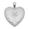 Lex & Lu Sterling Silver w/Rhodium Diamond Cross Design Family Heart Locket - Lex & Lu