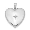 Lex & Lu Sterling Silver w/Rhodium 24mm w/Diamond Star Design Heart Locket - Lex & Lu