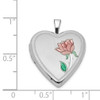 Lex & Lu Sterling Silver w/Rhodium 20mm Enameled Flower Heart Locket - 4 - Lex & Lu