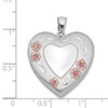 Lex & Lu Sterling Silver w/Rhodium 24mm Enameled Floral Border Heart Locket - 4 - Lex & Lu