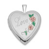 Lex & Lu Sterling Silver w/Rhodium 20mm D/C & Enameled Love Heart Locket - Lex & Lu