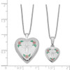 Lex & Lu Sterling Silver w/Rhodium Cross & Flowers Heart Locket Necklace Set - 5 - Lex & Lu