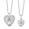 Lex & Lu Sterling Silver w/Rhodium & Satin Butterfly Heart Locket Necklace Set LAL113548 - Lex & Lu