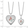 Lex & Lu Sterling Silver w/Rhodium & Satin Butterfly Heart Locket Necklace Set LAL113548 - 2 - Lex & Lu