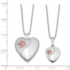 Lex & Lu Sterling Silver w/Rhodium & Satin Rose Heart Locket Necklace Set LAL113554 - 2 - Lex & Lu