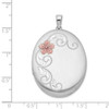 Lex & Lu Sterling Silver w/Rhodium w/Enamel Flowers 34mm Oval Locket - 4 - Lex & Lu