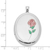 Lex & Lu Sterling Silver w/Rhodium w/Enamel Rose 34mm Oval Locket - 4 - Lex & Lu