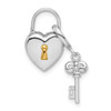 Lex & Lu Sterling Silver w/Rhodium 10mm Heart Lock & Key Hinge Locket - Lex & Lu