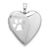 Lex & Lu Sterling Silver w/Rhodium Satin & Polished Paw Prints Heart Locket - Lex & Lu