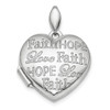 Lex & Lu Sterling Silver w/Rhodium Faith Hope Love Heart Locket - Lex & Lu