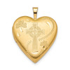 Lex & Lu Sterling Silver Gold-plated 20mm Clover & Cross Heart Locket - Lex & Lu
